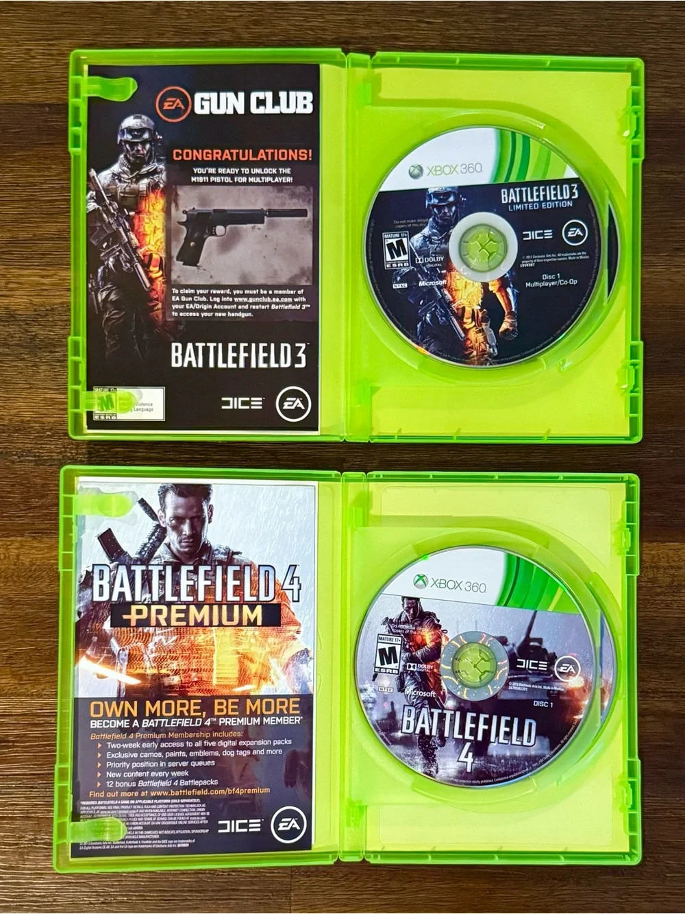 2 GAMES - Battlefield 3 and 4 Limited Bonus DLC RARE XBOX 360 CIB DEAL